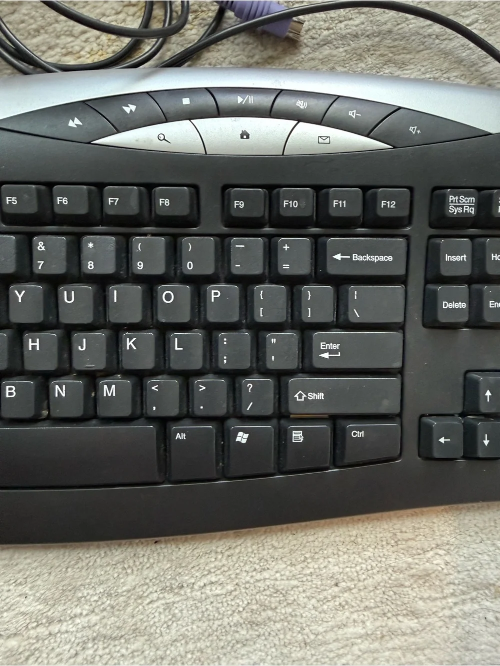 Gateway KB-0401 Wired Multimedia Keyboard Black Silver PS/2 Retro PC Windows